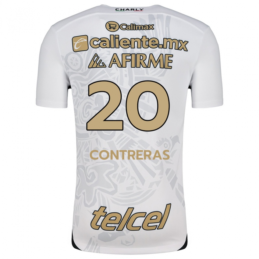 Uomo Maglia Francisco Contreras #20 Bianco Nero Kit Gara Away 2024/25 Maglietta