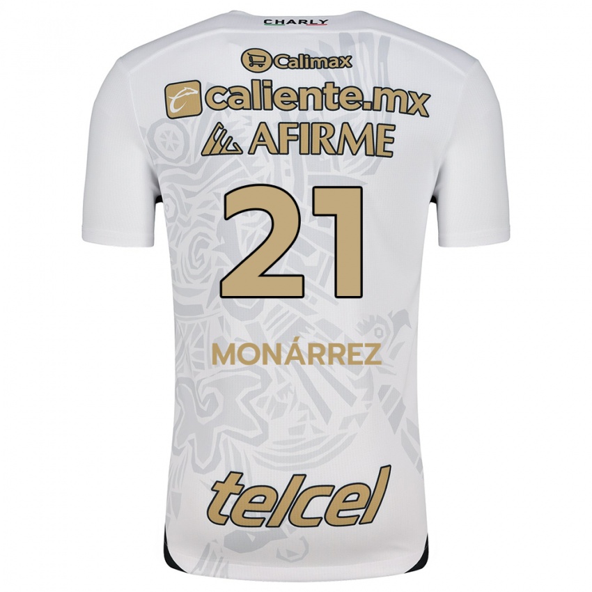 Uomo Maglia Fernando Monárrez #21 Bianco Nero Kit Gara Away 2024/25 Maglietta