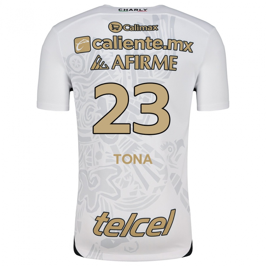 Uomo Maglia Iván Tona #23 Bianco Nero Kit Gara Away 2024/25 Maglietta