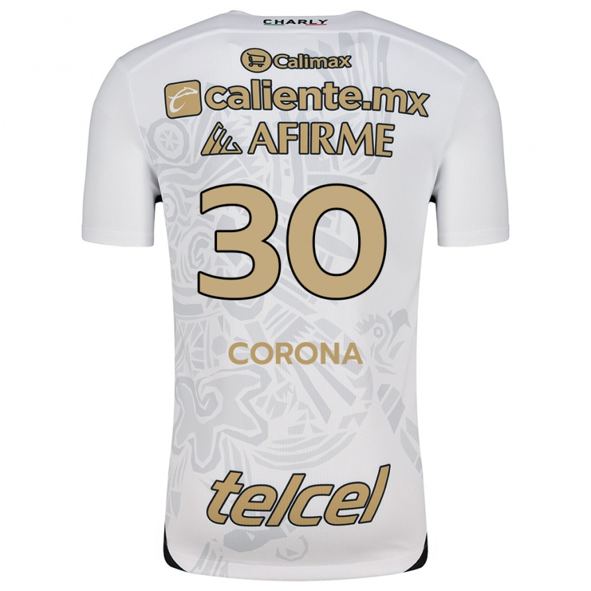 Uomo Maglia Jesús Corona #30 Bianco Nero Kit Gara Away 2024/25 Maglietta