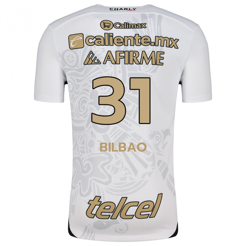 Uomo Maglia Unai Bilbao #31 Bianco Nero Kit Gara Away 2024/25 Maglietta