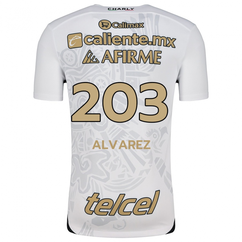 Uomo Maglia Jaime Álvarez #203 Bianco Nero Kit Gara Away 2024/25 Maglietta