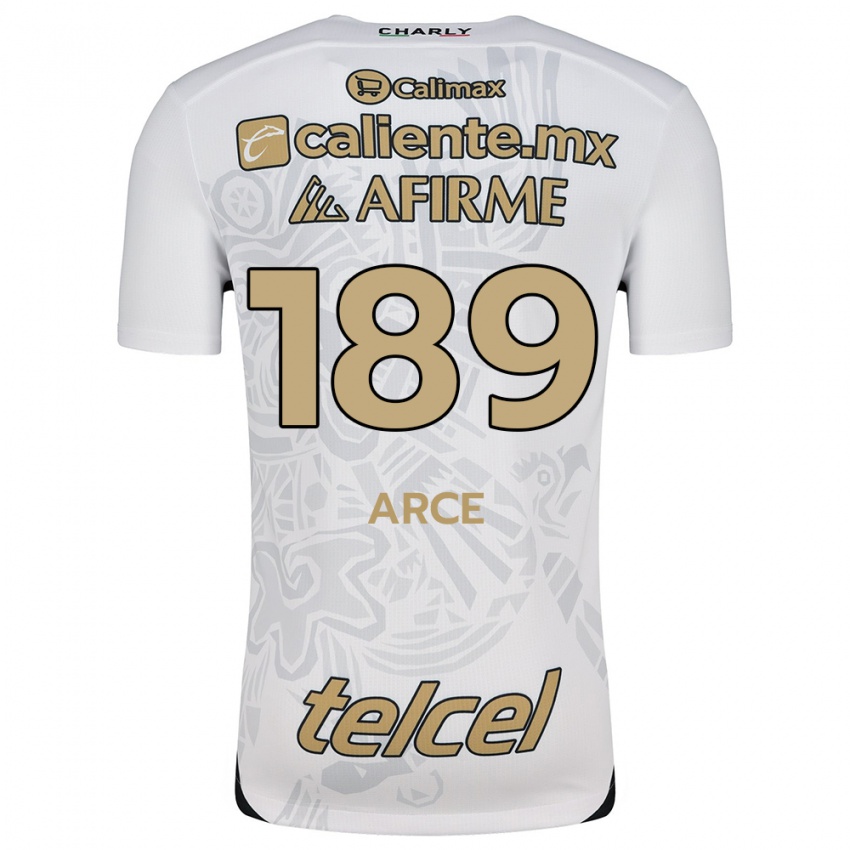 Uomo Maglia Diego Arce #189 Bianco Nero Kit Gara Away 2024/25 Maglietta