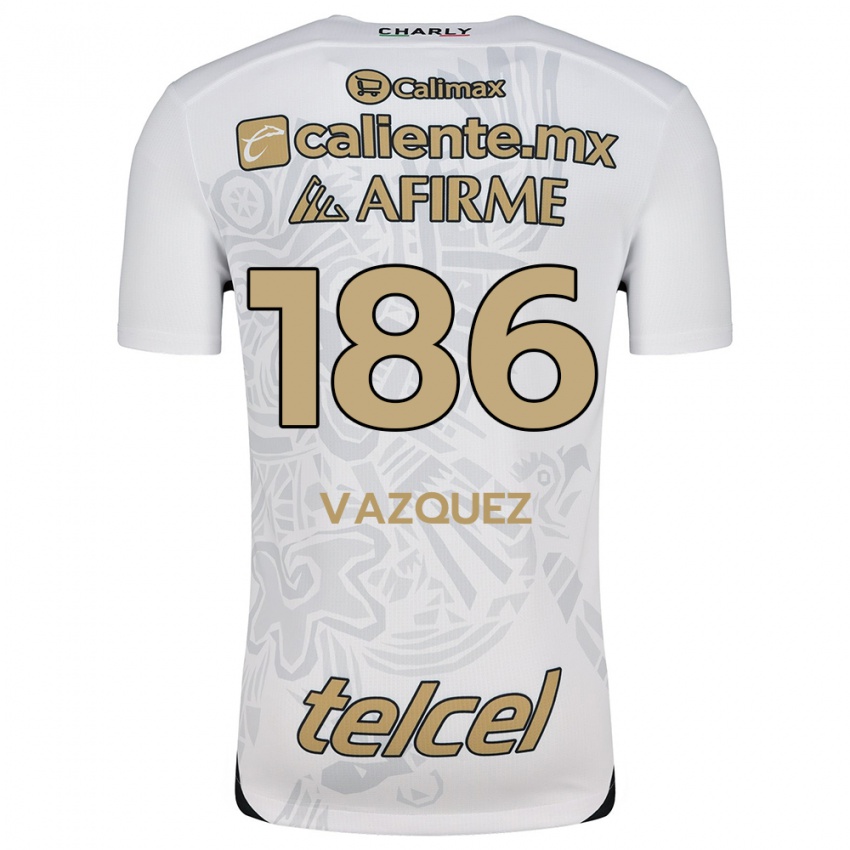 Uomo Maglia Octavio Vázquez #186 Bianco Nero Kit Gara Away 2024/25 Maglietta