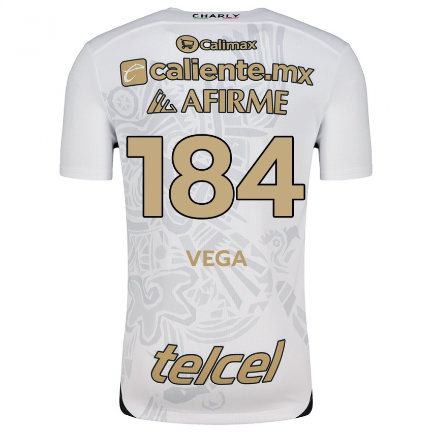 Uomo Maglia Daniel Vega #184 Bianco Nero Kit Gara Away 2024/25 Maglietta