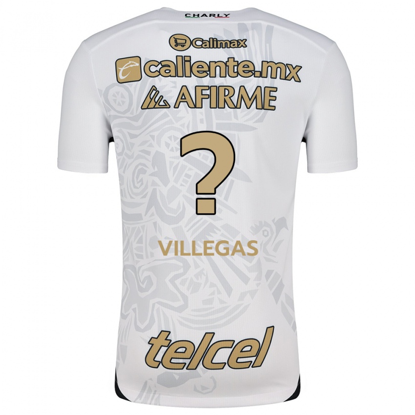 Uomo Maglia Óscar Villegas #0 Bianco Nero Kit Gara Away 2024/25 Maglietta