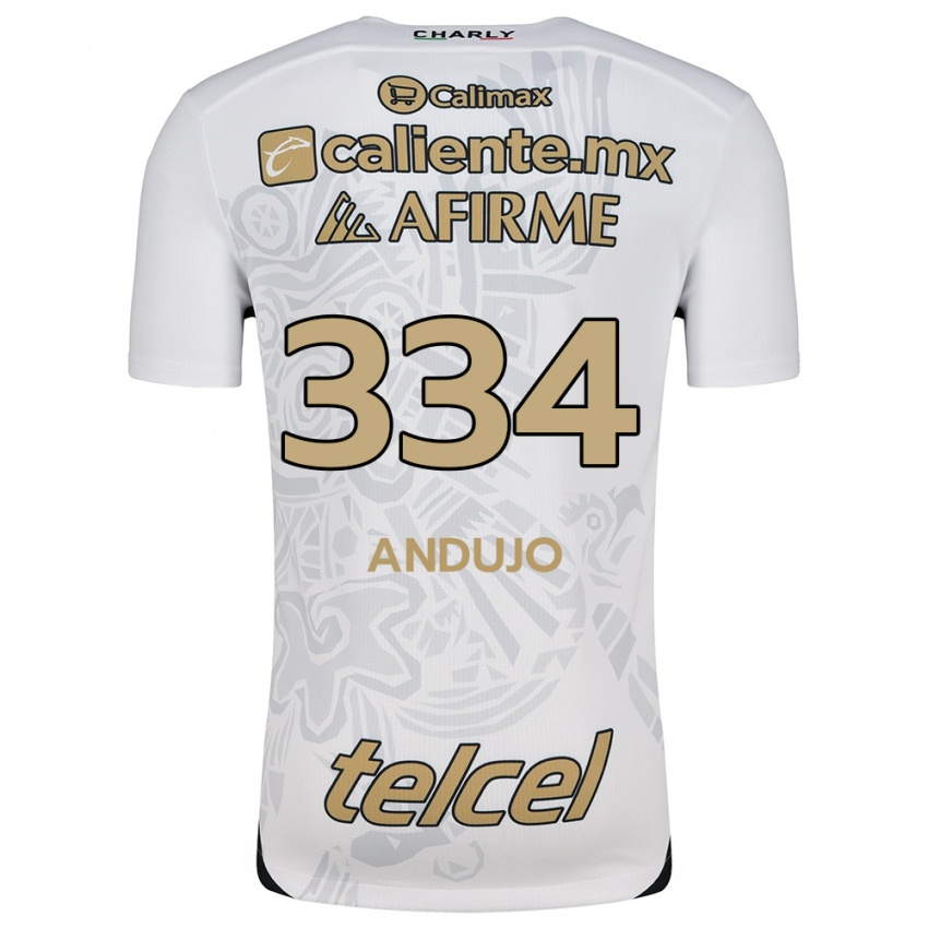 Uomo Maglia Favio Andujo #334 Bianco Nero Kit Gara Away 2024/25 Maglietta