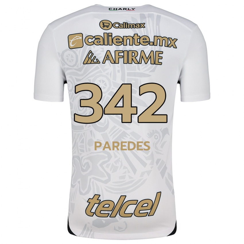 Uomo Maglia Santiago Paredes #342 Bianco Nero Kit Gara Away 2024/25 Maglietta