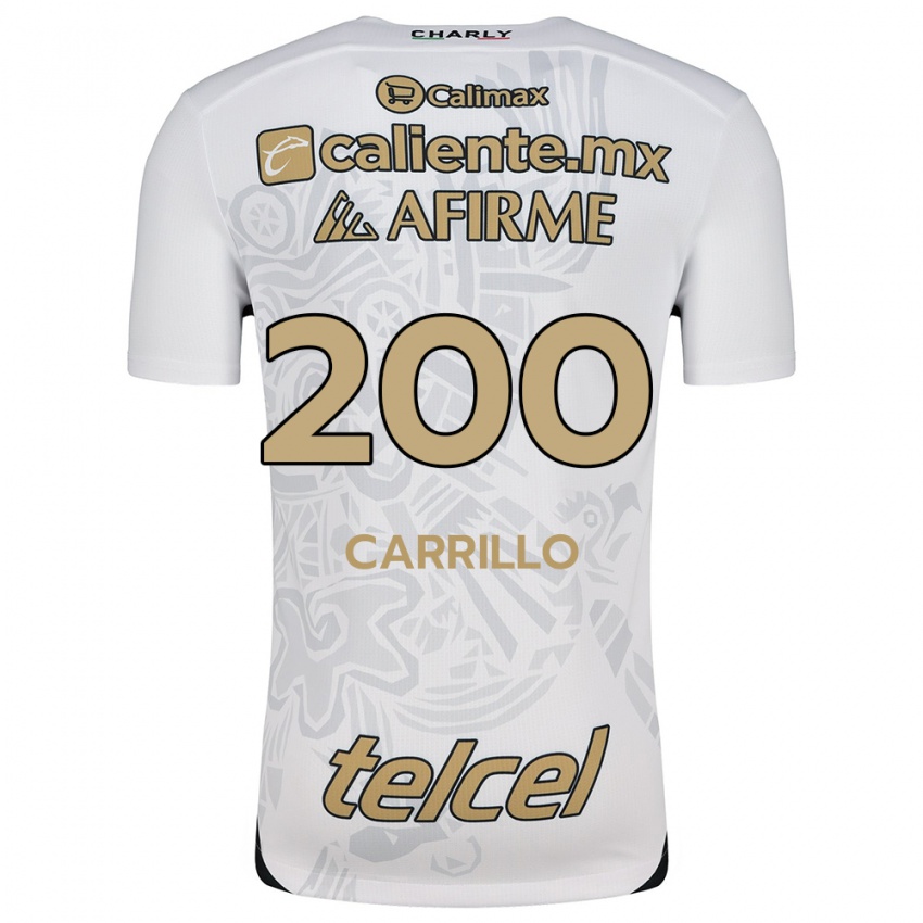 Uomo Maglia Manuel Carrillo #200 Bianco Nero Kit Gara Away 2024/25 Maglietta