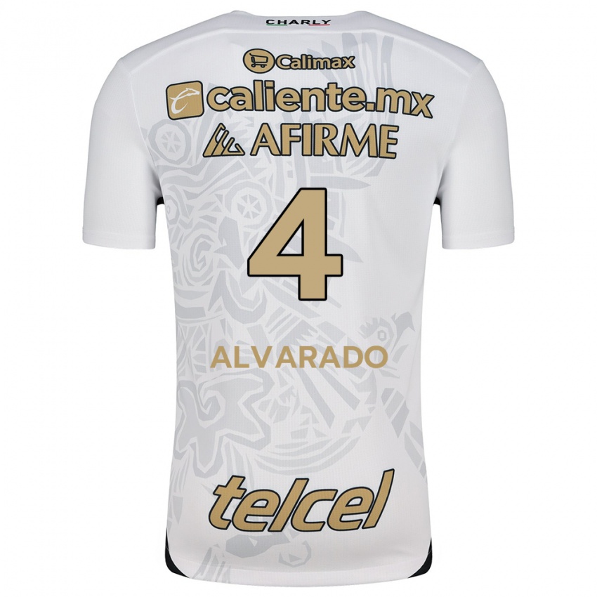 Uomo Maglia Mónica Alvarado #4 Bianco Nero Kit Gara Away 2024/25 Maglietta