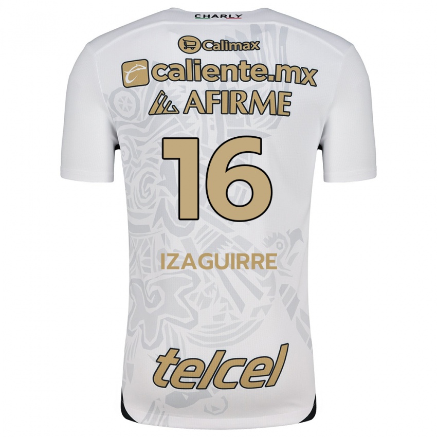 Uomo Maglia Estefanía Izaguirre #16 Bianco Nero Kit Gara Away 2024/25 Maglietta