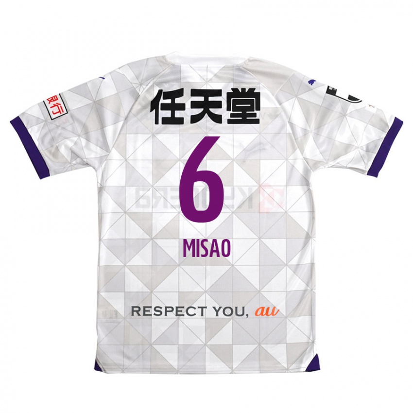 Uomo Maglia Yuto Misao #6 Bianco Viola Kit Gara Away 2024/25 Maglietta