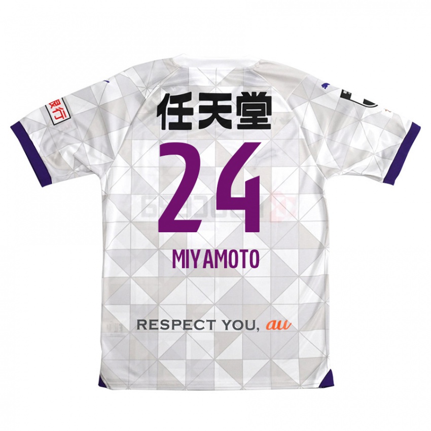 Uomo Maglia Yuta Miyamoto #24 Bianco Viola Kit Gara Away 2024/25 Maglietta