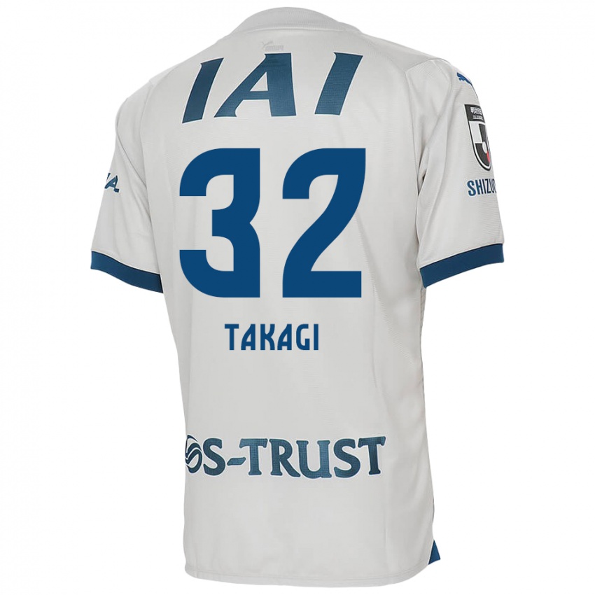 Uomo Maglia Sen Takagi #32 Bianco Blu Kit Gara Away 2024/25 Maglietta