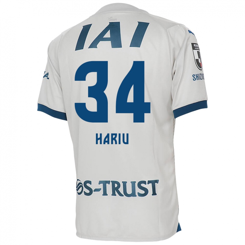 Uomo Maglia Ryota Hariu #34 Bianco Blu Kit Gara Away 2024/25 Maglietta