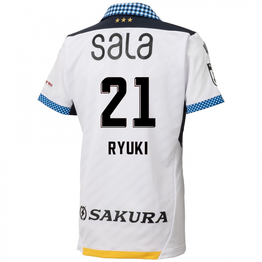 Uomo Maglia Ryuki Miura #21 Bianco Nero Kit Gara Away 2024/25 Maglietta