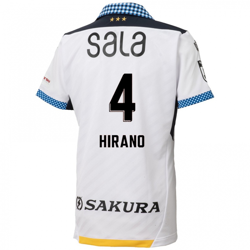 Uomo Maglia Rion Hirano #4 Bianco Nero Kit Gara Away 2024/25 Maglietta