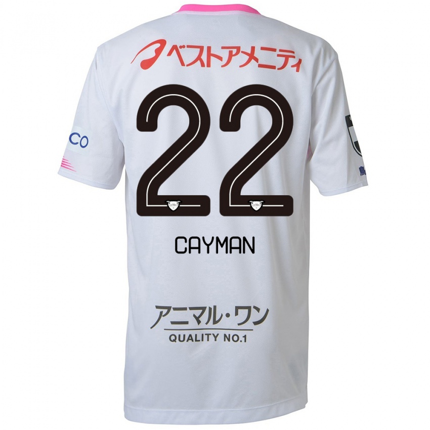 Uomo Maglia Cayman Togashi #22 Bianco Blu Rosa Kit Gara Away 2024/25 Maglietta