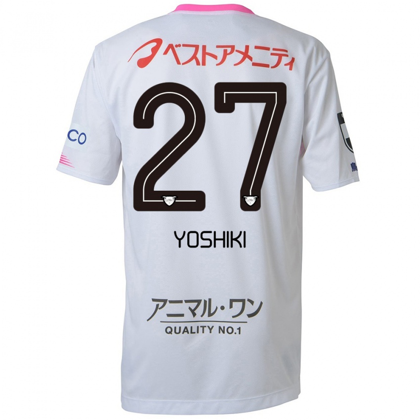 Uomo Maglia Yoshiki Narahara #27 Bianco Blu Rosa Kit Gara Away 2024/25 Maglietta