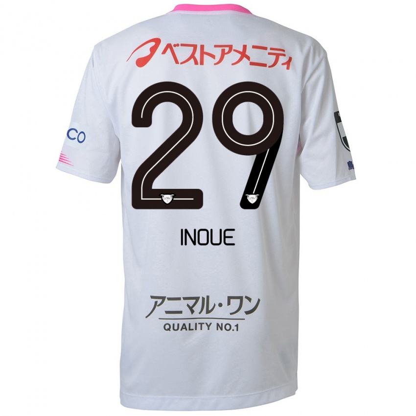 Uomo Maglia Taisei Inoue #29 Bianco Blu Rosa Kit Gara Away 2024/25 Maglietta