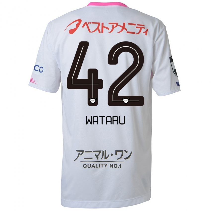 Uomo Maglia Wataru Harada #42 Bianco Blu Rosa Kit Gara Away 2024/25 Maglietta