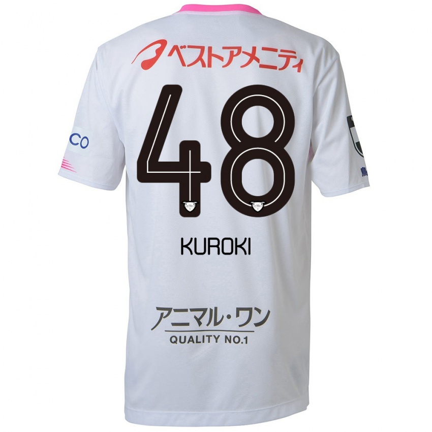 Uomo Maglia Yuya Kuroki #48 Bianco Blu Rosa Kit Gara Away 2024/25 Maglietta