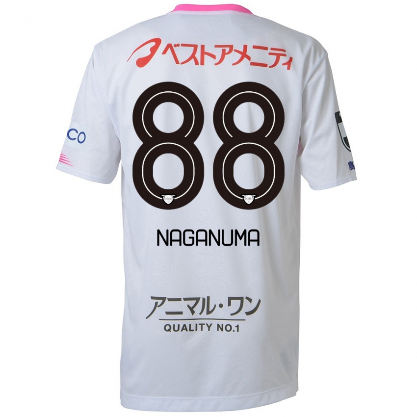 Uomo Maglia Yoichi Naganuma #88 Bianco Blu Rosa Kit Gara Away 2024/25 Maglietta