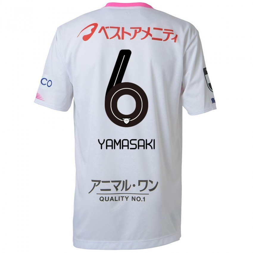 Uomo Maglia Haruki Yamasaki #6 Bianco Blu Rosa Kit Gara Away 2024/25 Maglietta