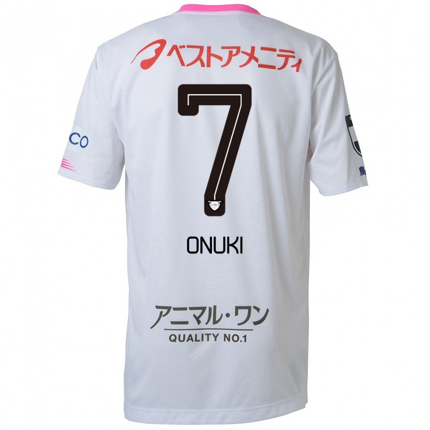 Uomo Maglia Tentaro Onuki #7 Bianco Blu Rosa Kit Gara Away 2024/25 Maglietta