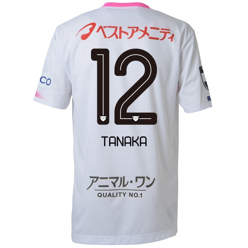 Uomo Maglia Kosei Tanaka #12 Bianco Blu Rosa Kit Gara Away 2024/25 Maglietta