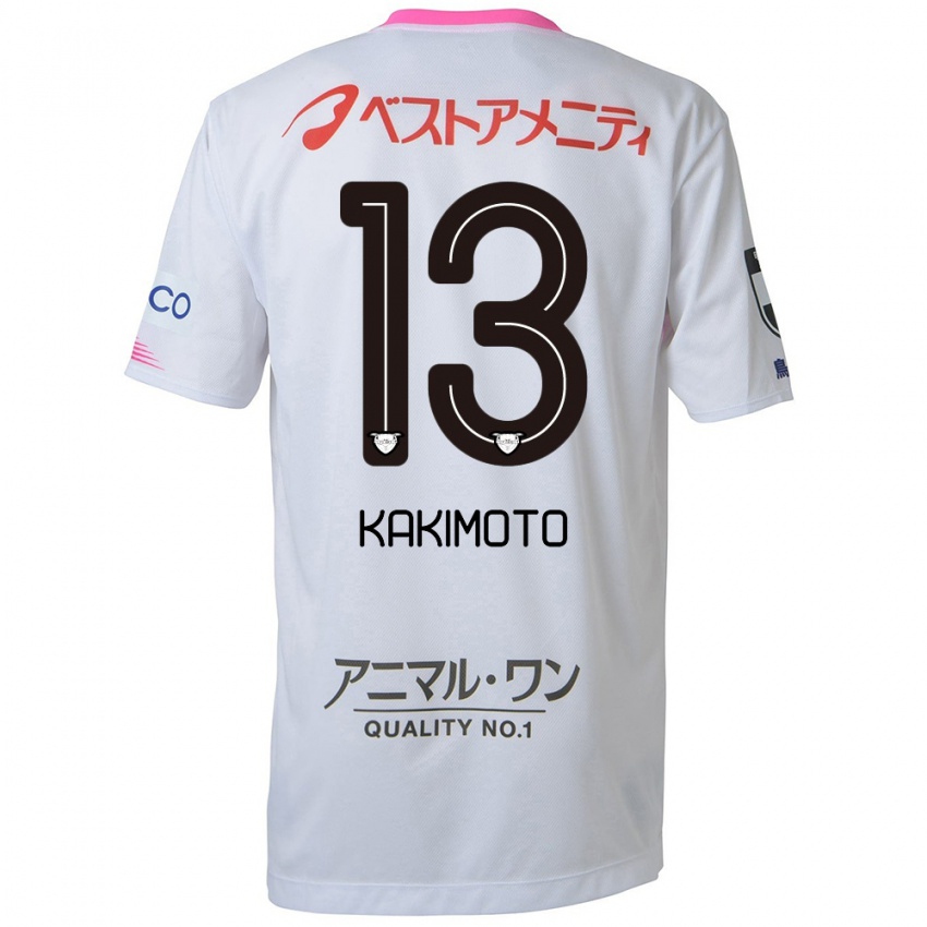 Uomo Maglia Yuto Kakimoto #13 Bianco Blu Rosa Kit Gara Away 2024/25 Maglietta