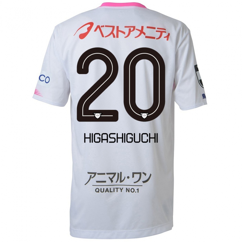 Uomo Maglia Aitaro Higashiguchi #20 Bianco Blu Rosa Kit Gara Away 2024/25 Maglietta