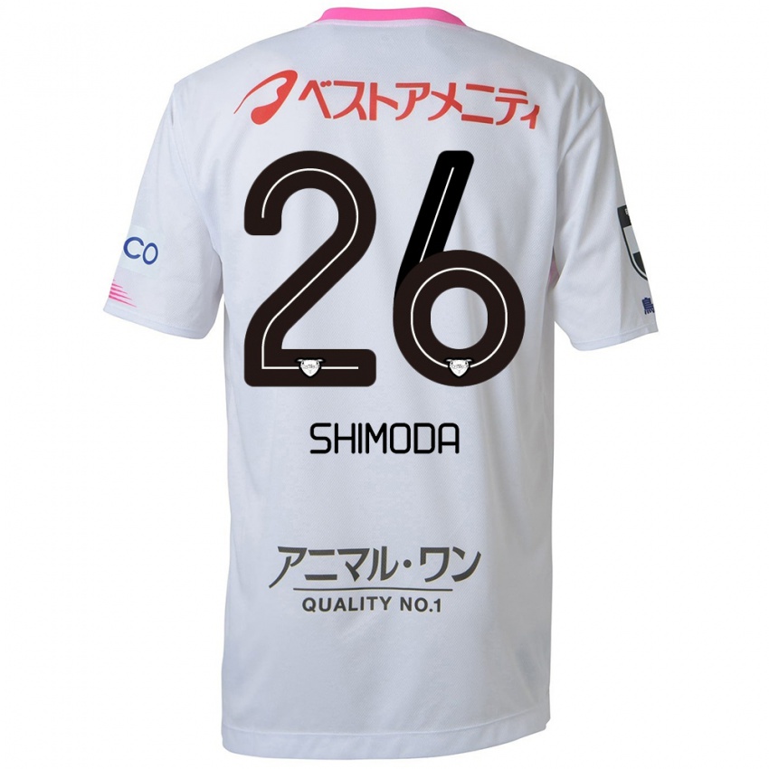 Uomo Maglia Yuta Shimoda #26 Bianco Blu Rosa Kit Gara Away 2024/25 Maglietta