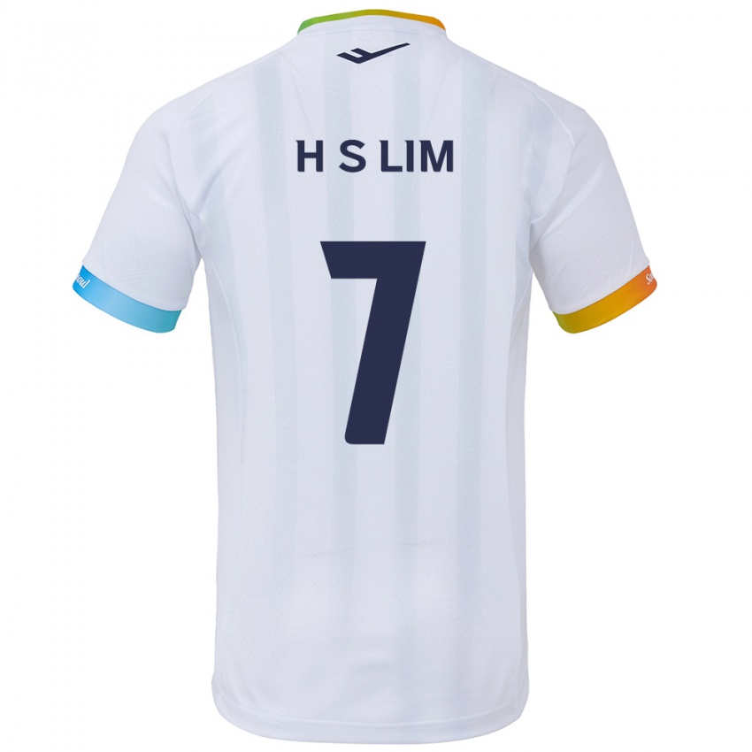 Uomo Maglia Sang-Hyub Lim #7 Bianco Blu Kit Gara Away 2024/25 Maglietta