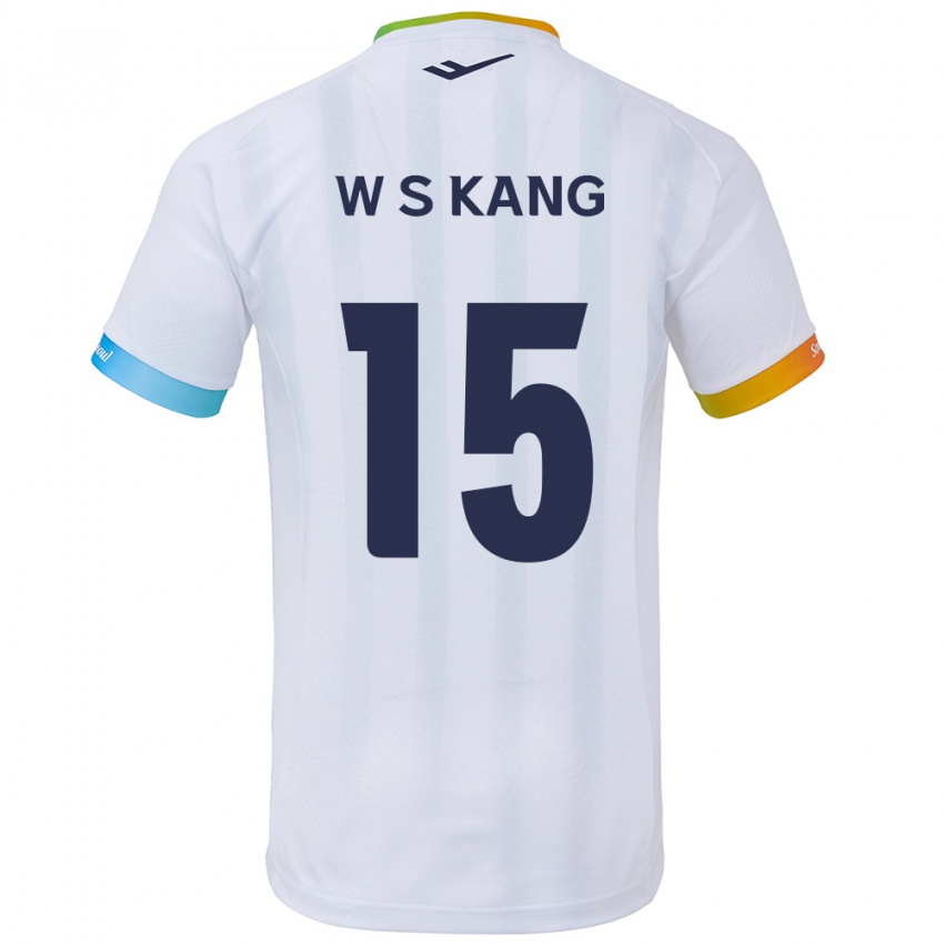 Uomo Maglia Sang-Woo Kang #15 Bianco Blu Kit Gara Away 2024/25 Maglietta