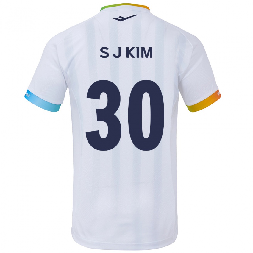 Uomo Maglia Ju-Sung Kim #30 Bianco Blu Kit Gara Away 2024/25 Maglietta