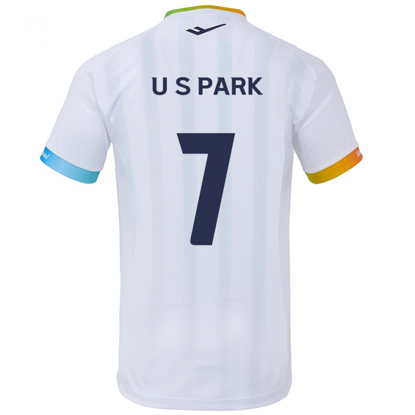 Uomo Maglia Sun-Uk Park #7 Bianco Blu Kit Gara Away 2024/25 Maglietta