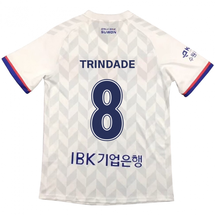 Uomo Maglia Matheus Trindade #8 Bianco Blu Kit Gara Away 2024/25 Maglietta