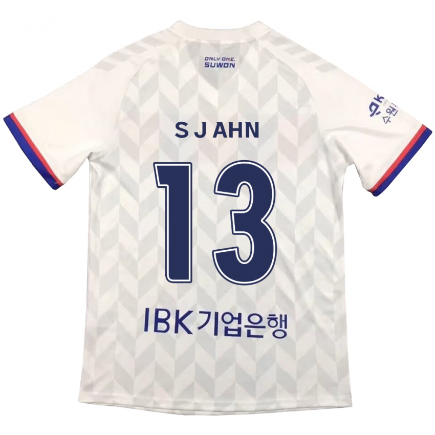 Uomo Maglia Jun-Su Ahn #13 Bianco Blu Kit Gara Away 2024/25 Maglietta