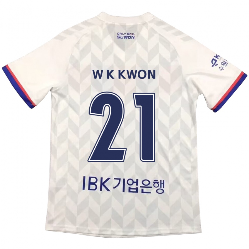 Uomo Maglia Kyung-Won Kwon #21 Bianco Blu Kit Gara Away 2024/25 Maglietta