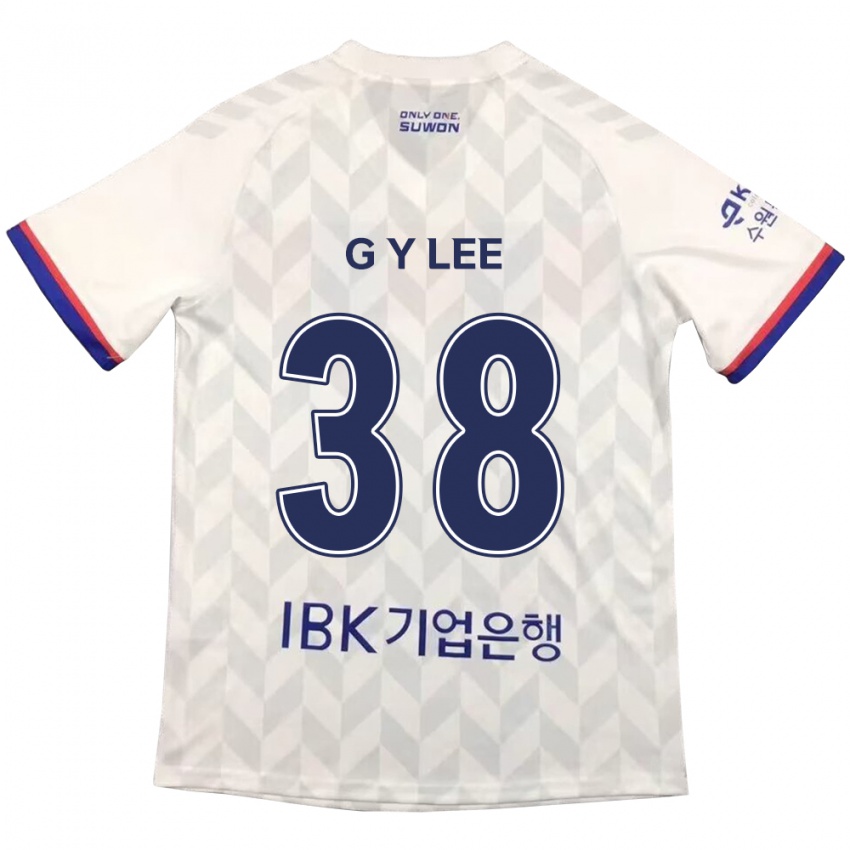 Uomo Maglia Yun-Gun Lee #38 Bianco Blu Kit Gara Away 2024/25 Maglietta