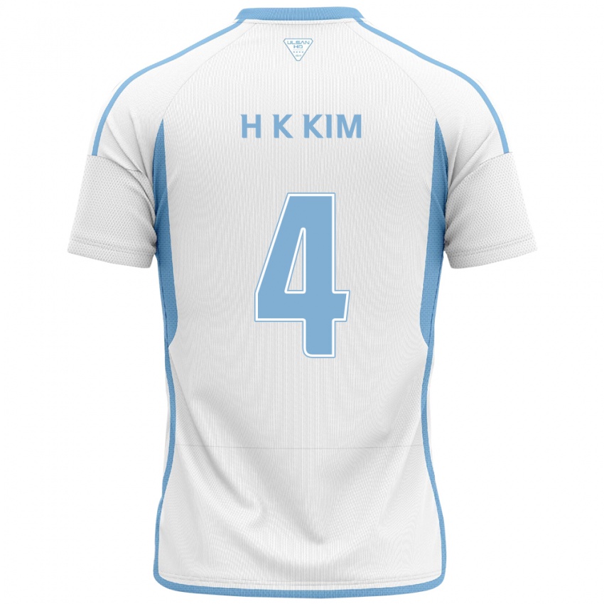 Uomo Maglia Kee-Hee Kim #4 Bianco Blu Kit Gara Away 2024/25 Maglietta