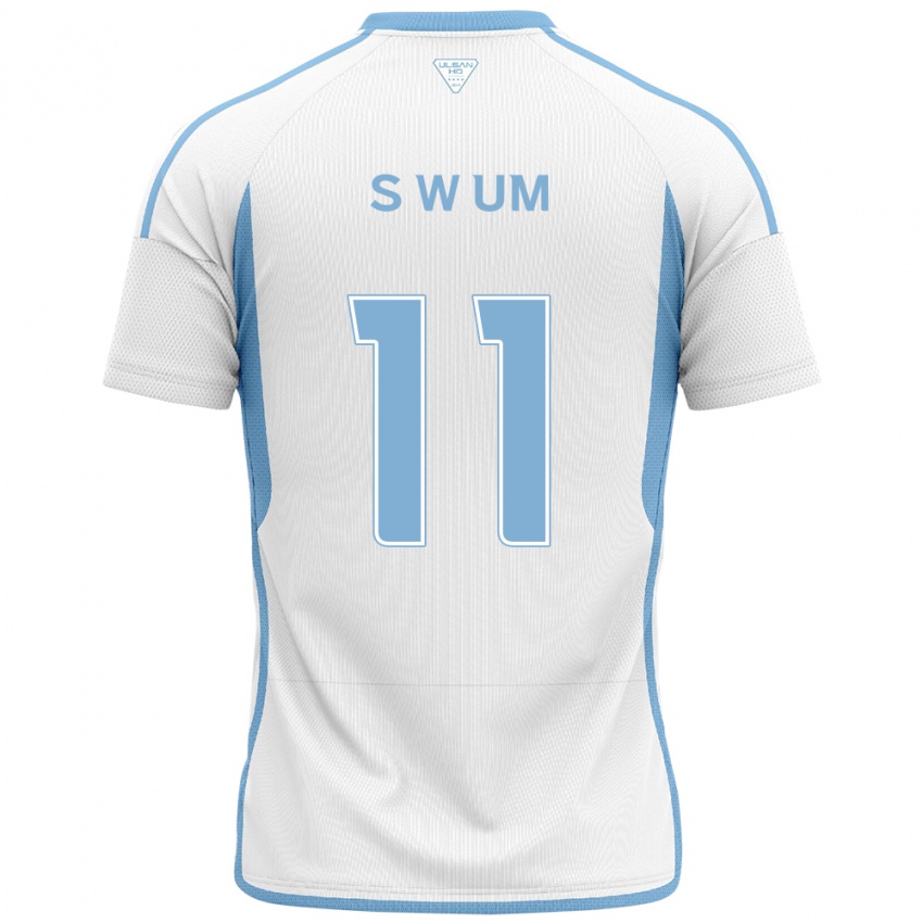 Uomo Maglia Won-Sang Um #11 Bianco Blu Kit Gara Away 2024/25 Maglietta