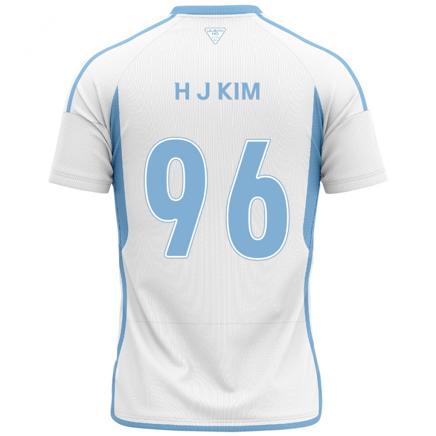 Uomo Maglia Ji-Hyun Kim #96 Bianco Blu Kit Gara Away 2024/25 Maglietta