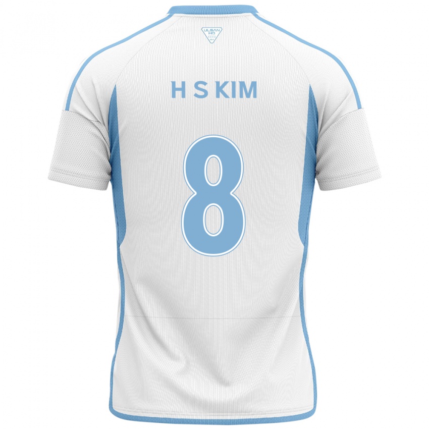 Uomo Maglia Seung-Hyun Kim #8 Bianco Blu Kit Gara Away 2024/25 Maglietta