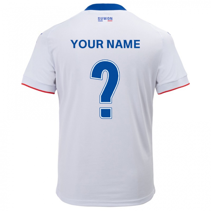 Uomo Maglia Il Tuo Nome #0 Bianco Blu Kit Gara Away 2024/25 Maglietta