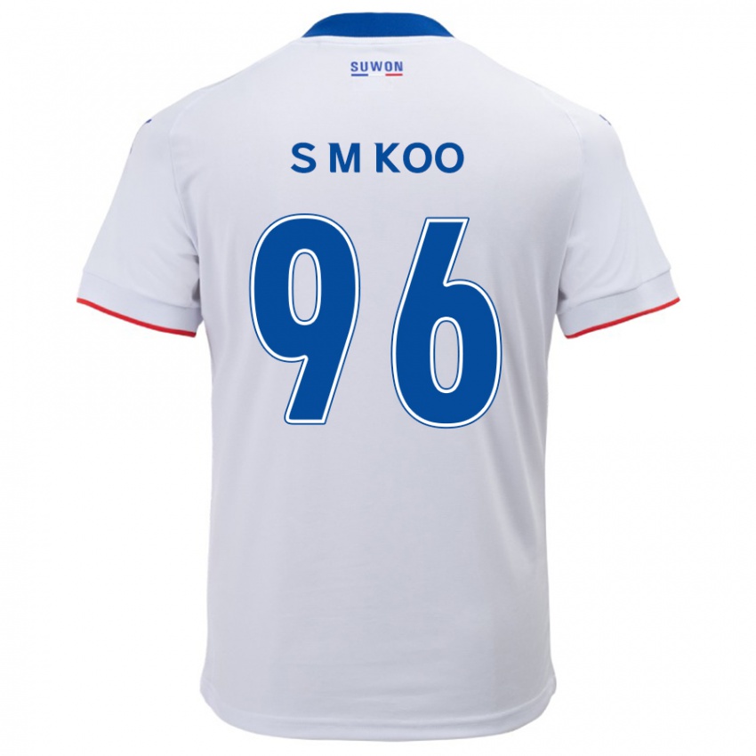 Uomo Maglia Min-Seo Koo #96 Bianco Blu Kit Gara Away 2024/25 Maglietta