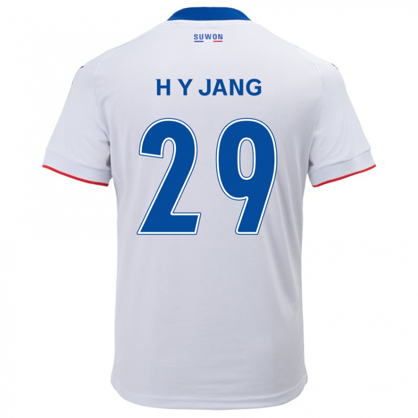 Uomo Maglia Yo-Han Jang #29 Bianco Blu Kit Gara Away 2024/25 Maglietta