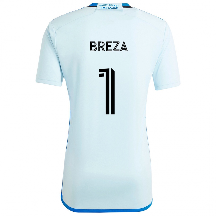 Uomo Maglia Sebastian Breza #1 Blu Ghiaccio Kit Gara Away 2024/25 Maglietta