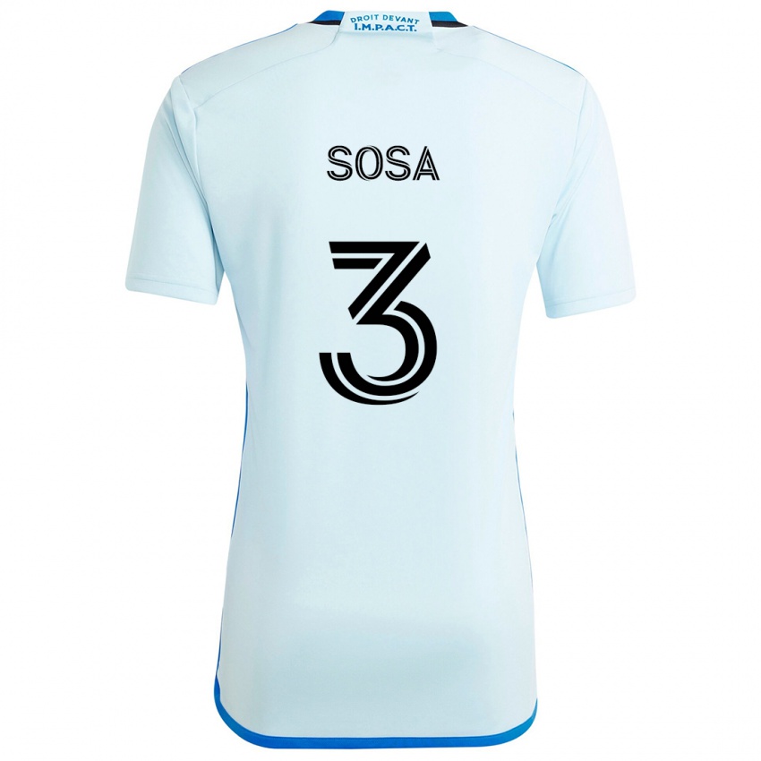 Uomo Maglia Joaquín Sosa #3 Blu Ghiaccio Kit Gara Away 2024/25 Maglietta